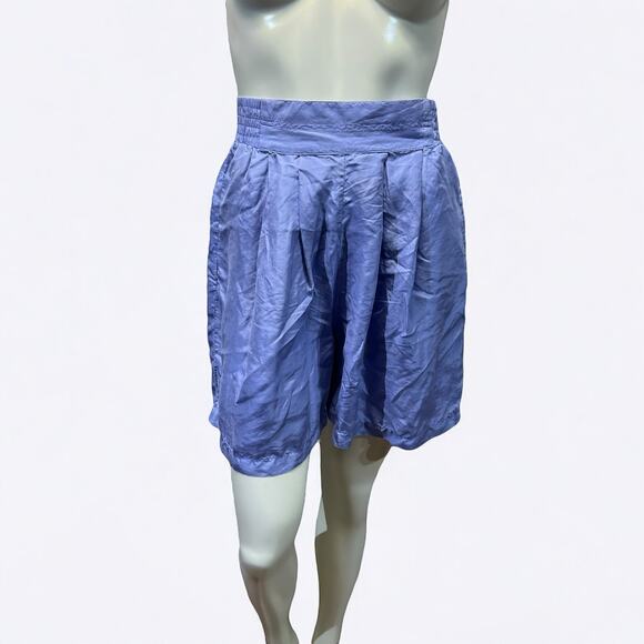 Vintage 90s 100% Silk High Waist Pleated Shorts Periwinkle Purple Small - Picture 1 of 16